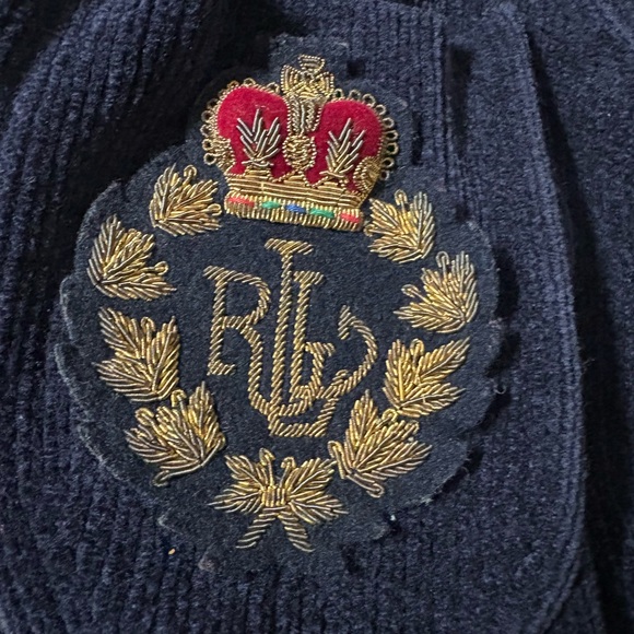 NWT Vintage Ralph Lauren Dark Blue Corduroy Blazer with Gold Buttons. Size M - Picture 3 of 5